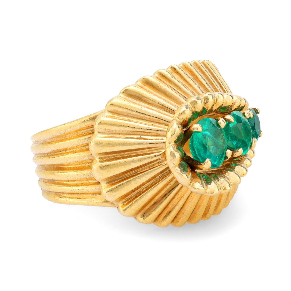 Retro emerald 18k yellow gold ring