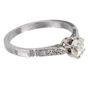 Mid Century GIA 1.02 carat diamond 18k white gold engagement ring