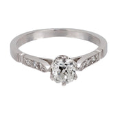 Mid Century GIA 1.02 carat diamond 18k white gold engagement ring