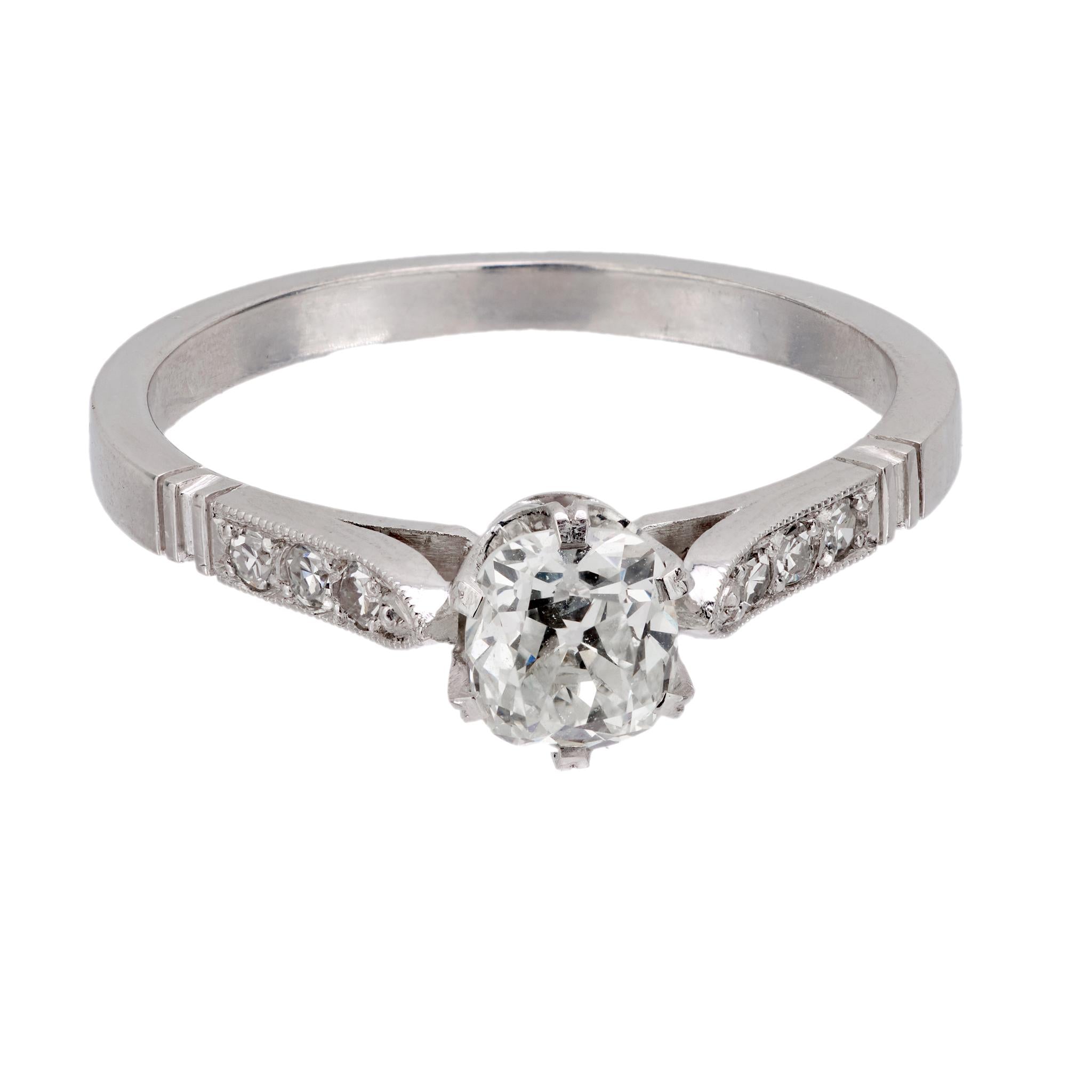 Mid Century GIA 1.02 carat diamond 18k white gold engagement ring