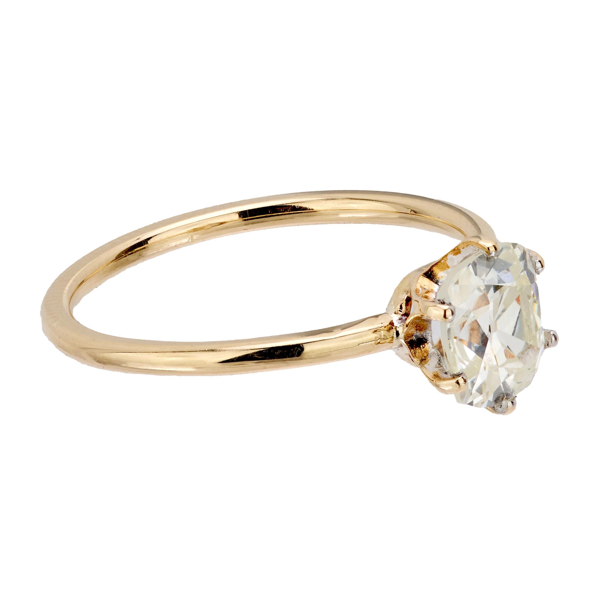 Victorian GIA 1.02 carat diamond 14k yellow gold solitaire ring