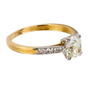 French GIA 1.03 carat old mine diamond 18k yellow gold engagement ring