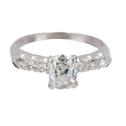 Art Deco GIA 1.10 carat old mine cut diamond platinum engagement ring