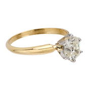 Vintage GIA 1.26 carat old mine cut diamond 18k yellow gold engagement ring