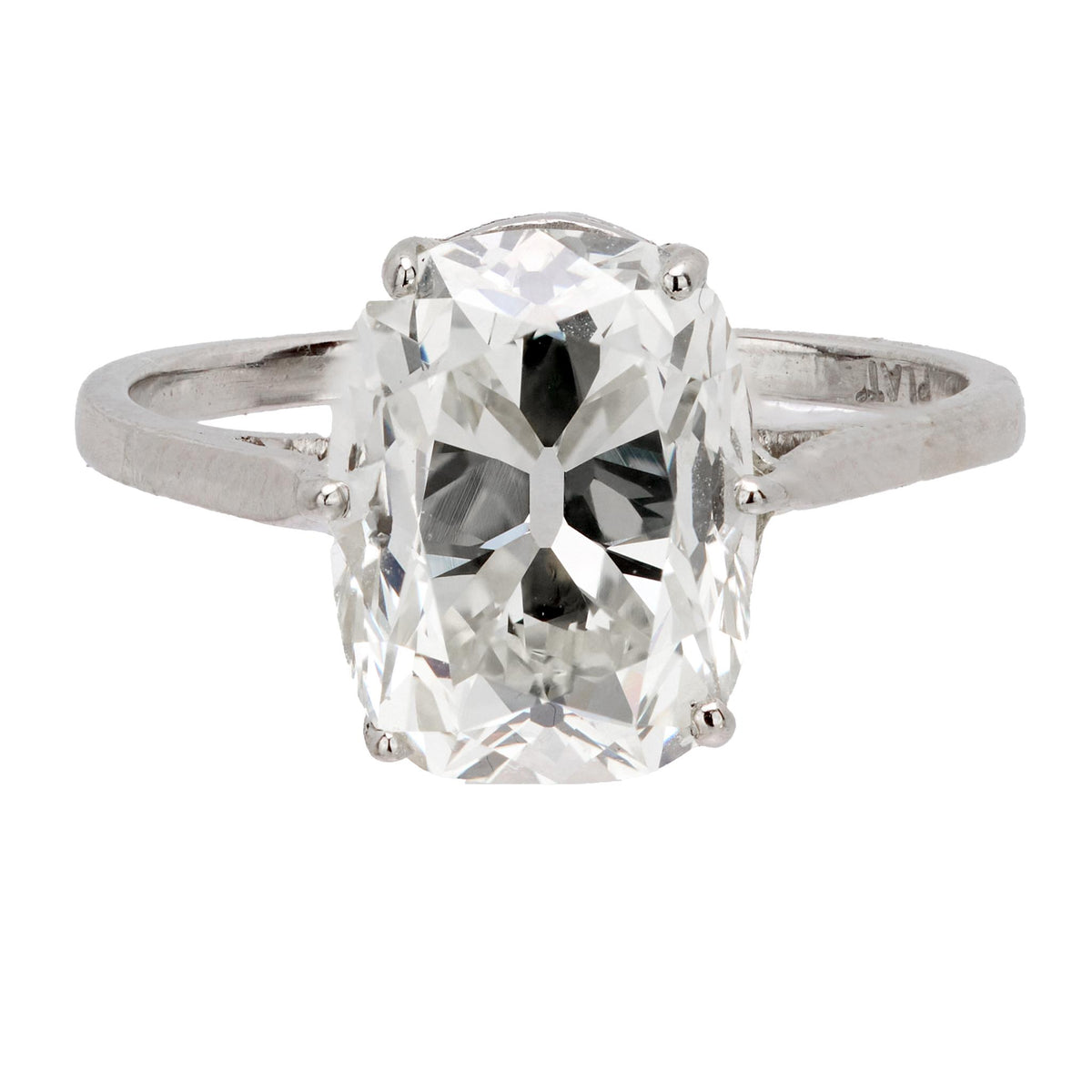 GIA 3.18 carat old mine cut diamond platinum engagement ring