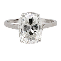 GIA 3.18 carat old mine cut diamond platinum engagement ring