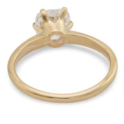 Vintage old mine cut diamond 14k yellow gold solitaire engagement ring