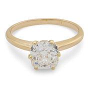 Vintage old mine cut diamond 14k yellow gold solitaire engagement ring
