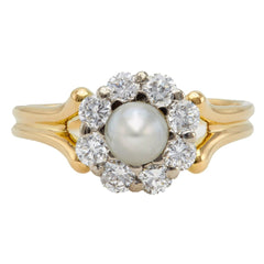 5mm Victorian Revival Pearl & Diamond Cluster Ring | Quail Hollow