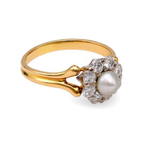 Pearl and Diamond Cluster Ring