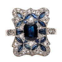 Art Deco Sapphire and Diamond Platinum 18k Rose Gold Dinner Ring