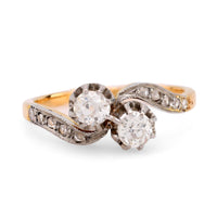 Edwardian diamond 18k yellow gold Toi Et Moi ring