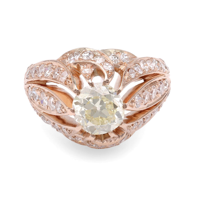 Art Deco Inspired GIA 1.18 Carat Diamond Rose Gold Engagement Ring