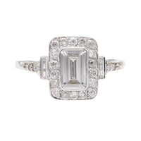 Vintage Art Deco Emerald Cut Diamond Halo Engagement Ring | Mayburn