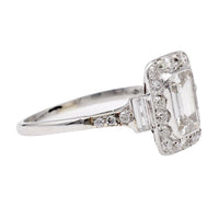 Vintage Art Deco Emerald Cut Diamond Halo Engagement Ring | Mayburn