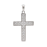 Mid Century Diamond Platinum Cross Pendant