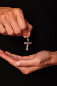 Mid Century Diamond Platinum Cross Pendant