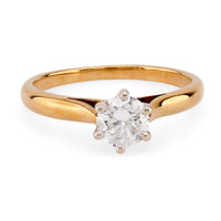 Vintage French Diamond 18K Yellow Gold Solitaire Engagement Ring