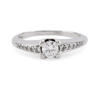 Modern French Diamond Platinum Engagement Ring