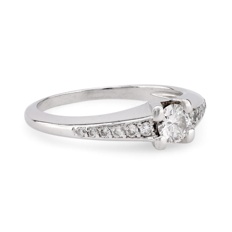 Modern French Diamond Platinum Engagement Ring