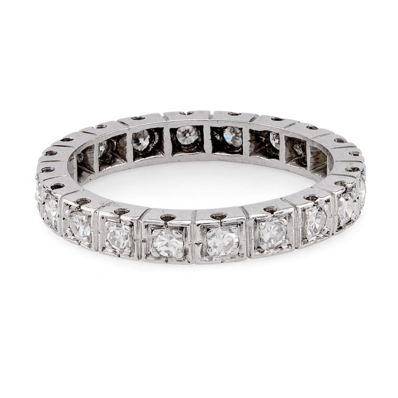 Art Deco French Diamond Platinum Eternity Band