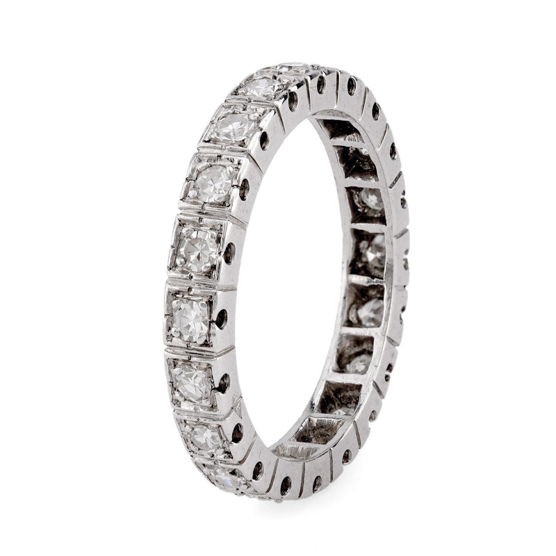 Art Deco French Diamond Platinum Eternity Band