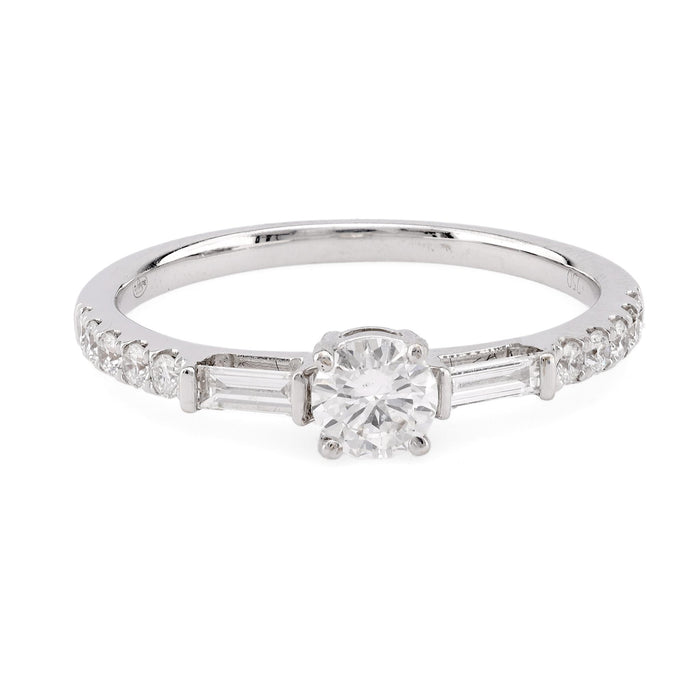 Modern Diamond 18K White Gold Engagement Ring