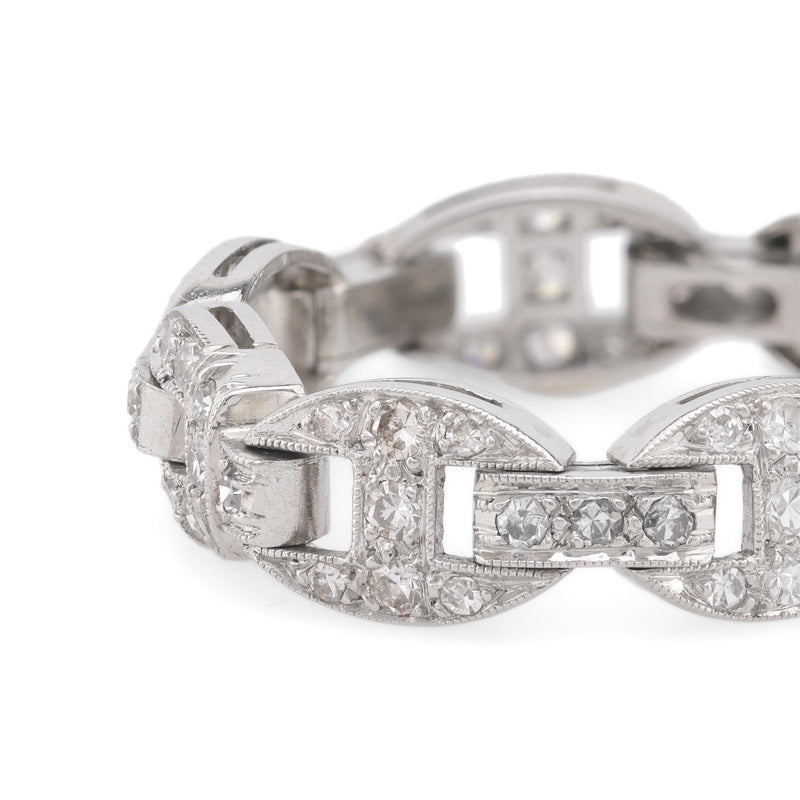 Art Deco diamond platinum flexible ring