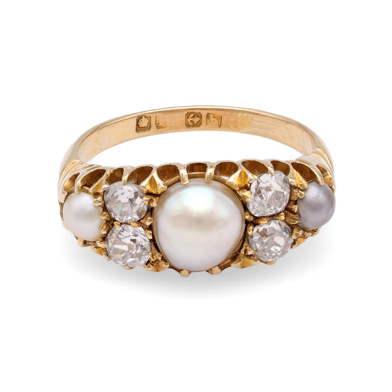 Edwardian Pearl Diamond Yellow Gold Ring