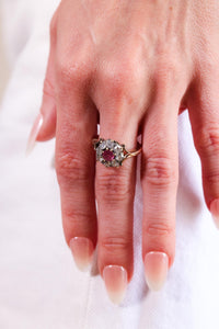 Victorian Ruby Diamond Yellow Gold Cluster Ring