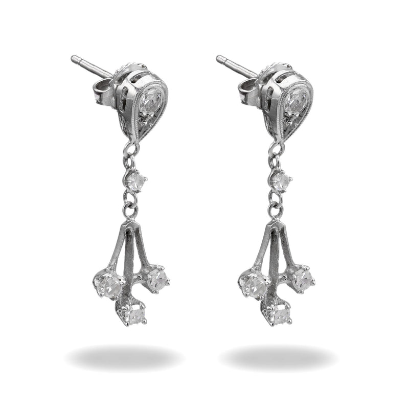 Diamond Drop Earrings in 14k White Gold