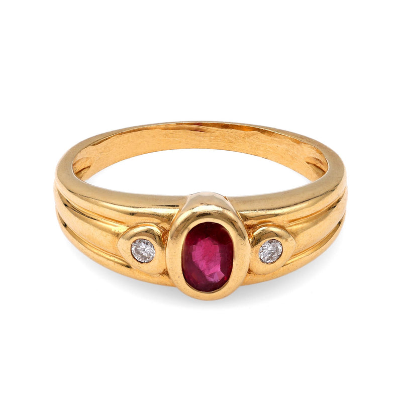 Ruby and Diamond Three-Stone Ring