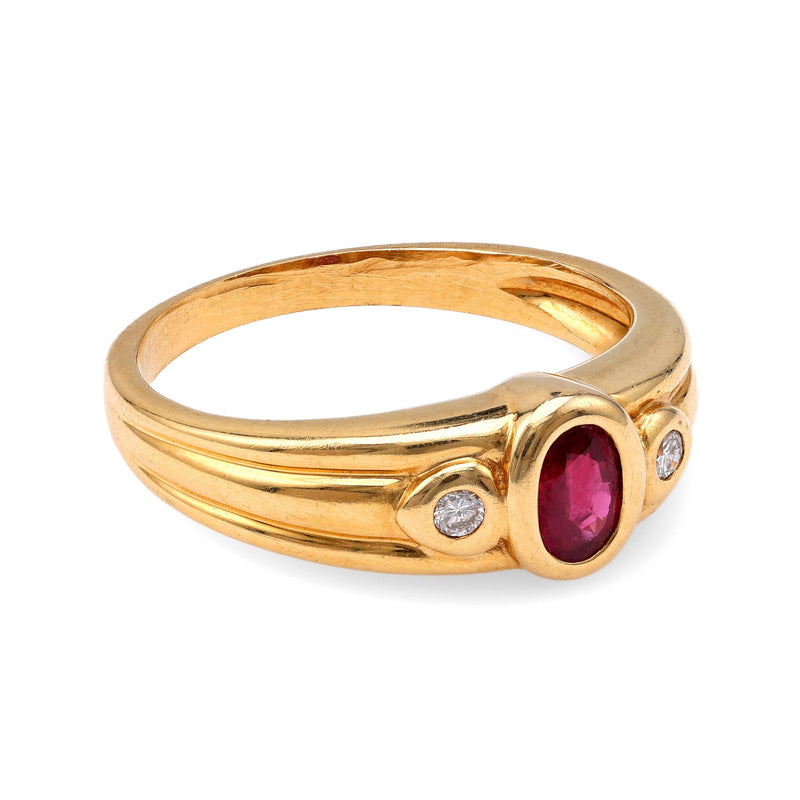 Ruby and Diamond Three-Stone Ring