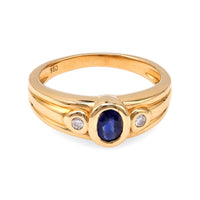 Sapphire and Diamond Three-Stone Ring