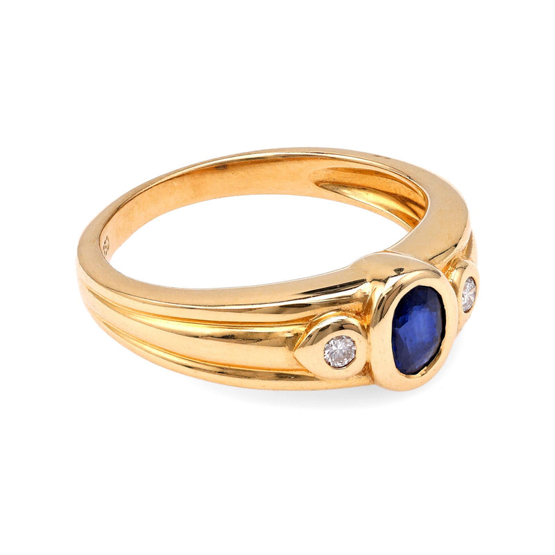 Sapphire and Diamond Three-Stone Ring