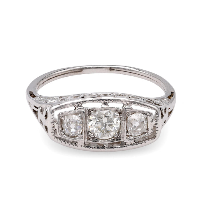 Art Deco Three-Stone Diamond Ring