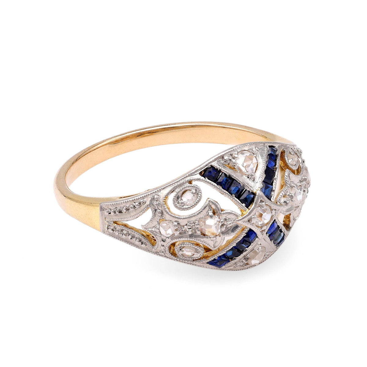 Edwardian Diamond & Sapphire Two-Tone Ring