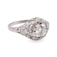 French Early Art Deco GIA Diamond Platinum Engagement Ring