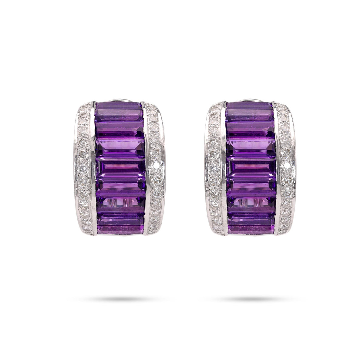 Amethyst Diamond Platinum & Gold Earrings