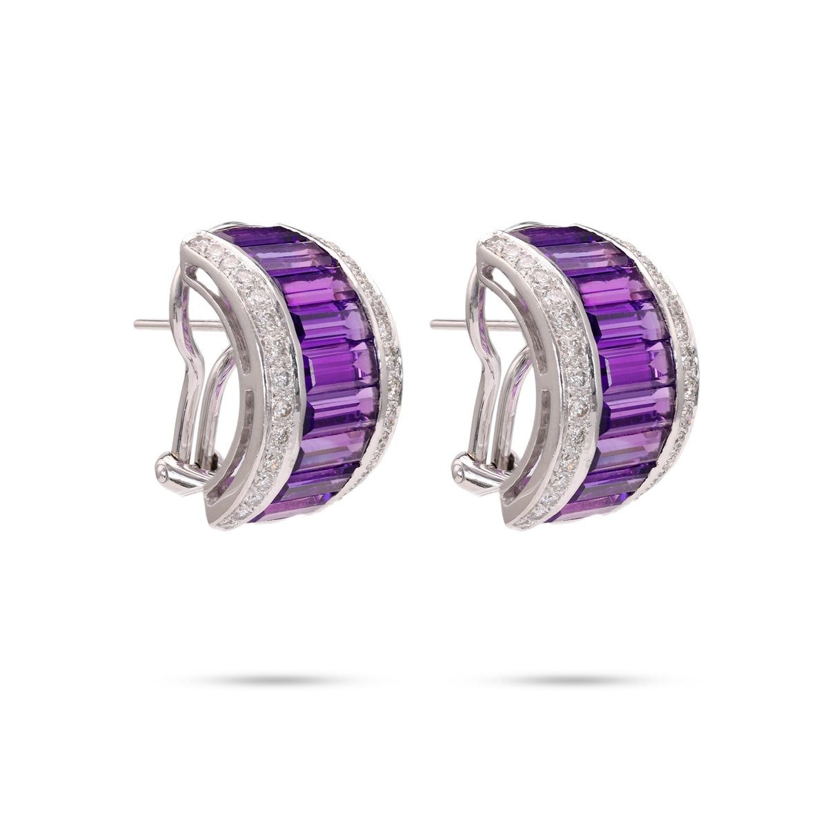 Amethyst Diamond Platinum & Gold Earrings