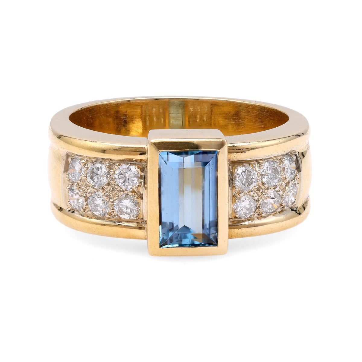 Aquamarine Diamond Gold Ring