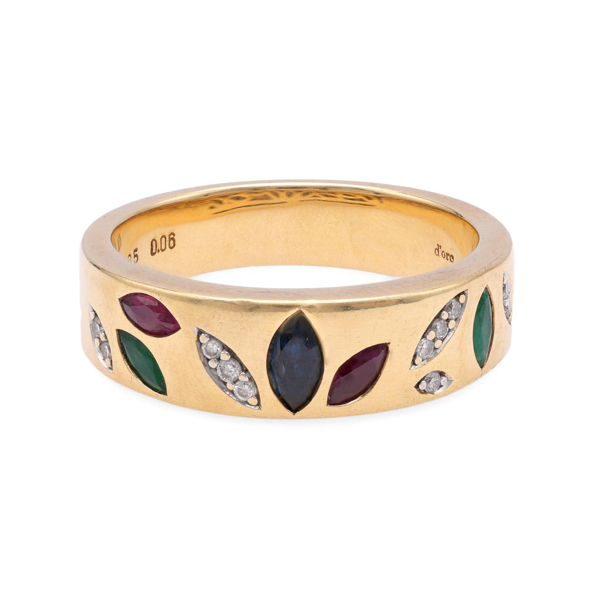 Vintage Gemstone Diamond Gold Band