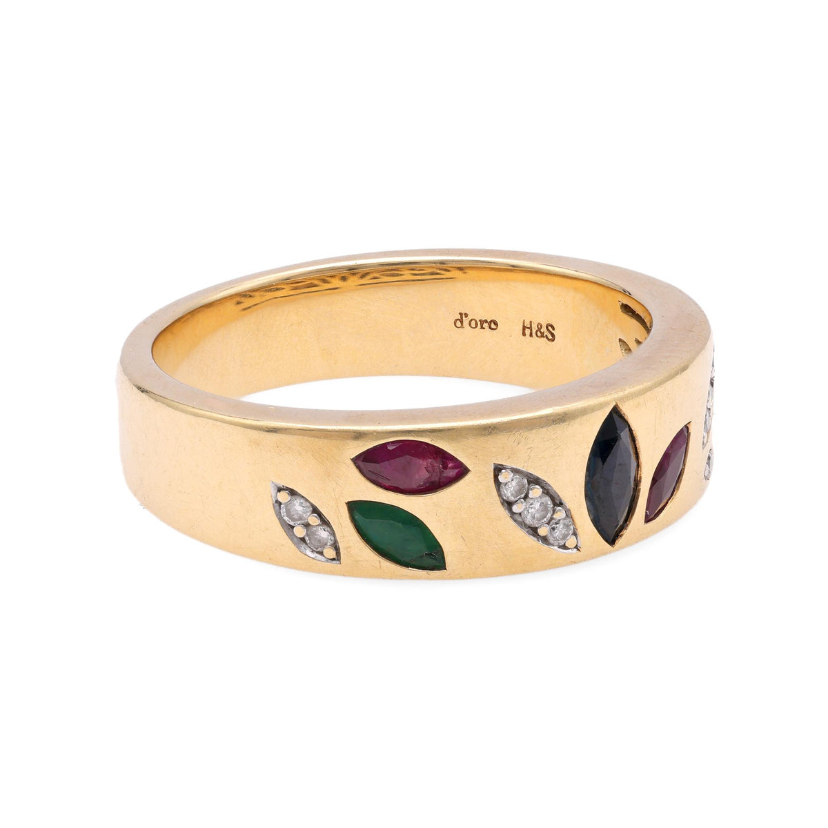 Vintage Gemstone Diamond Gold Band