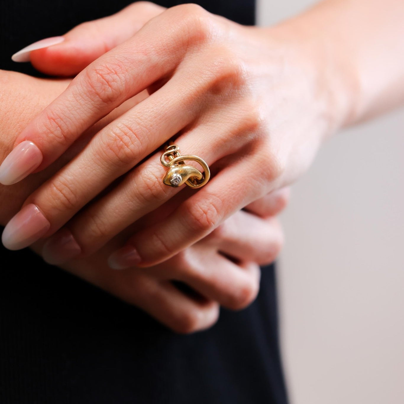 Victorian Diamond 14k Yellow Gold Snake Ring