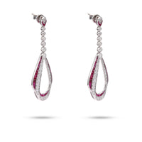 Diamond Ruby 14k White Gold Dangle Earrings