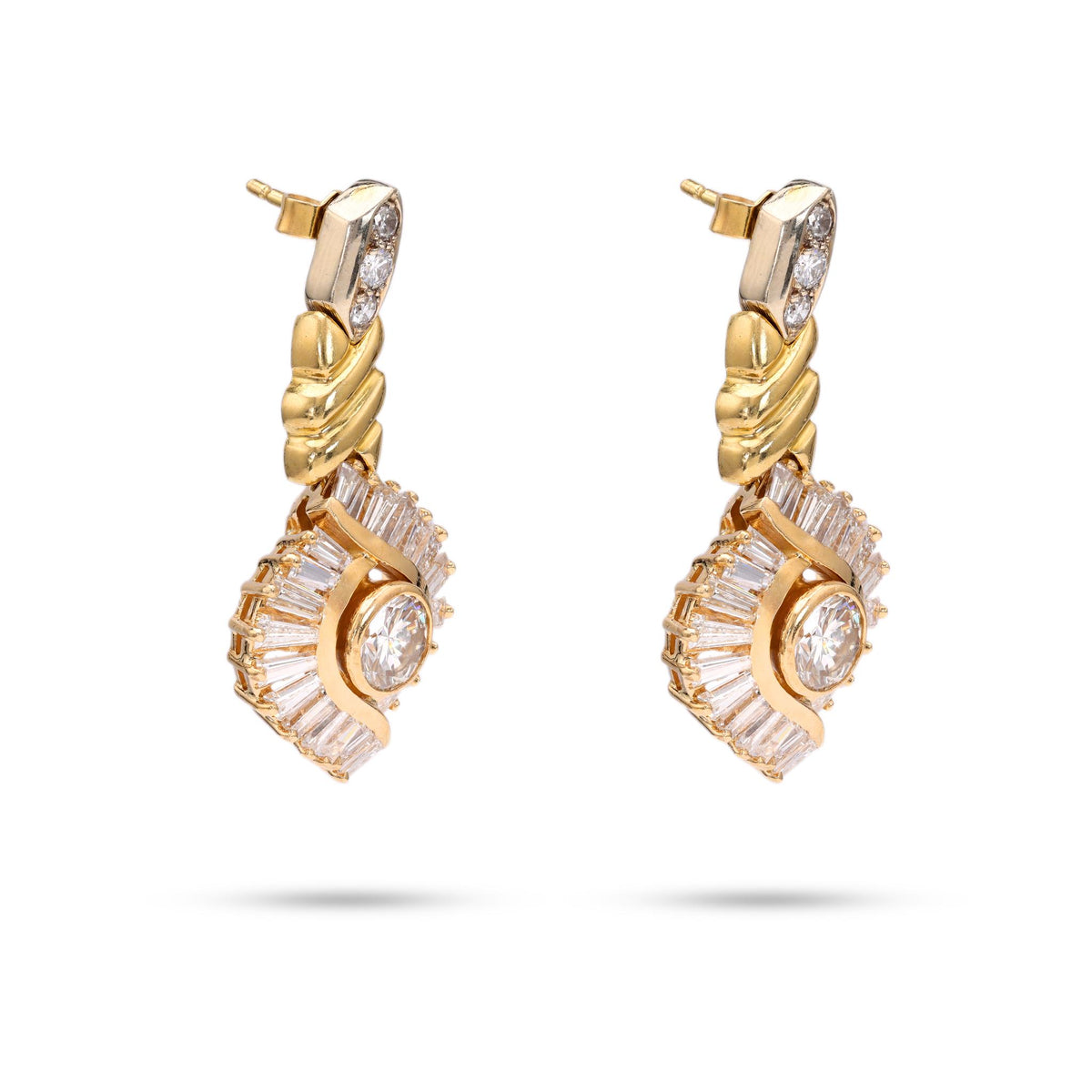 5.10 Carat Diamond 18k Yellow Gold Earrings