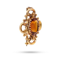 Victorian Citrine 14k Gold Brooch