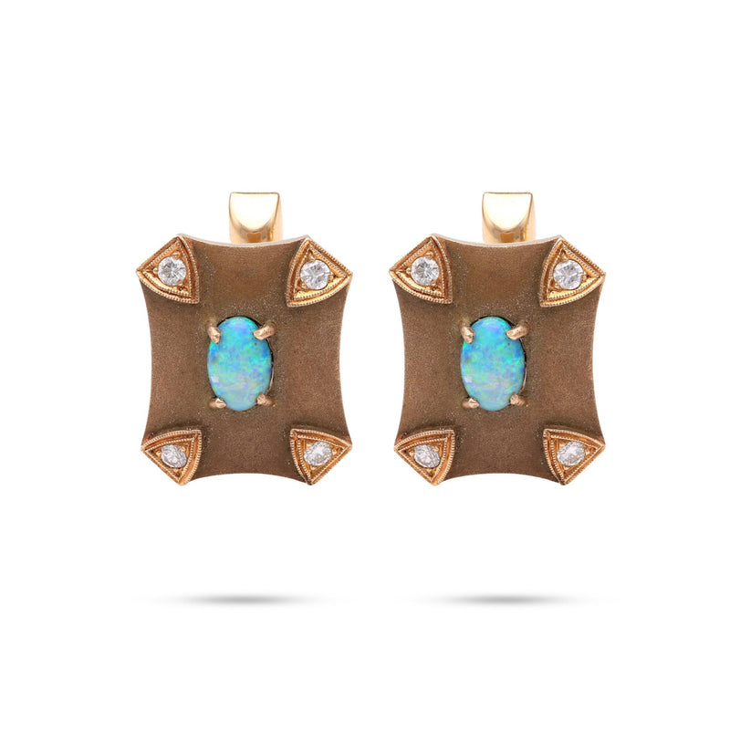 Vintage Opal Diamond Gold Cufflinks