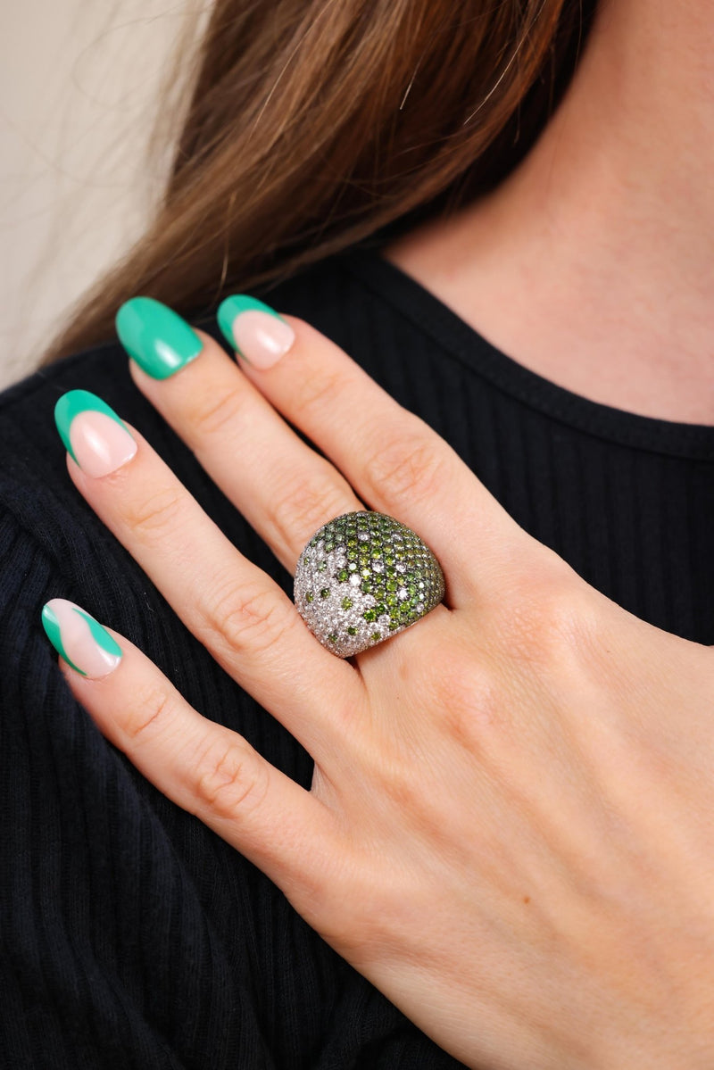 Italian Diamond White Gold Bombe Ring