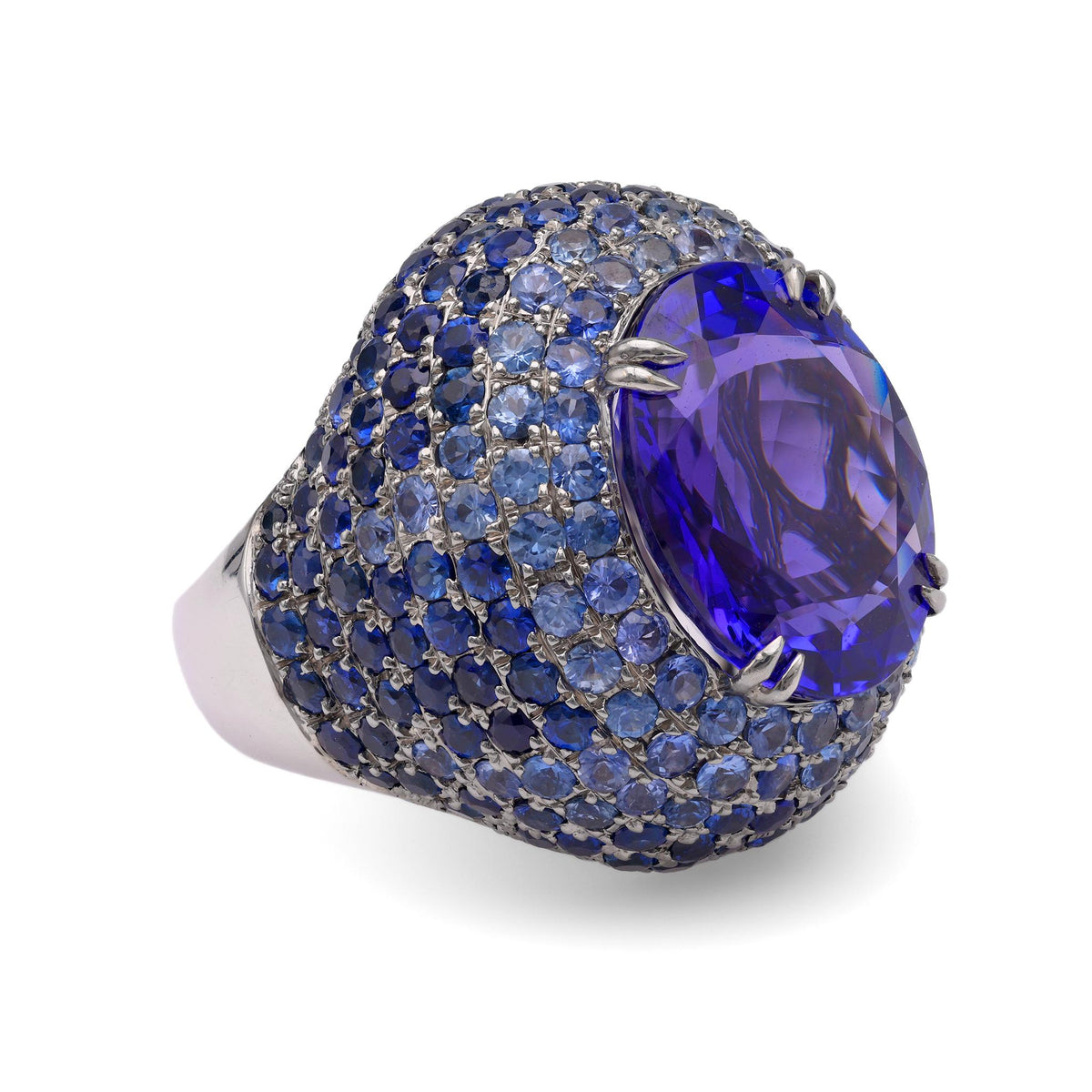 Hubert 11.88 Carat Tanzanite Sapphire White Gold Cocktail Ring